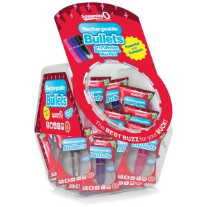 Screaming O Rechargeable Bullets in candy bowl - Assorted 24 pcs - Image 1