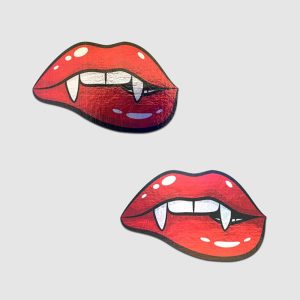 Vampire Fangs Pasties Biting Lip - Image 1