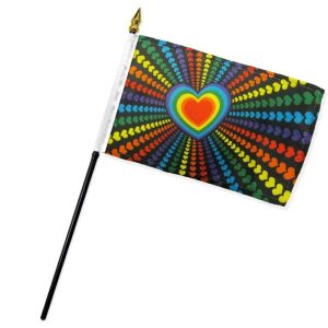 Rainbow Love 4" x 6" Stick Flag - Image 1