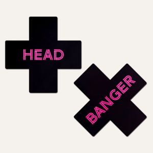 X + 'Head Banger' Neon Pink Pasties * - Image 1