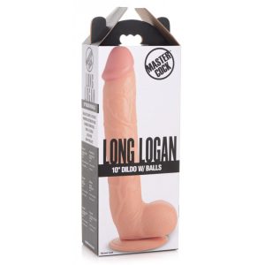 Long Logan 10" Dildo with Balls - Light - Image 1